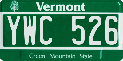 VT license plate YWC526