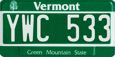 VT license plate YWC533
