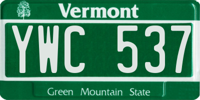 VT license plate YWC537
