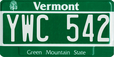 VT license plate YWC542