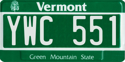 VT license plate YWC551