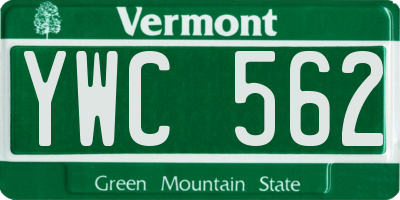 VT license plate YWC562