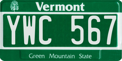 VT license plate YWC567