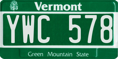 VT license plate YWC578