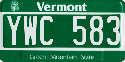 VT license plate YWC583
