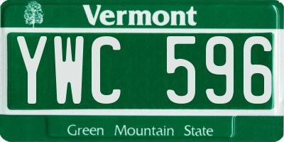 VT license plate YWC596