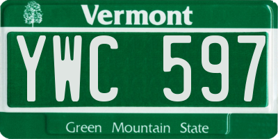 VT license plate YWC597