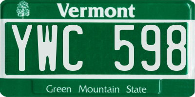 VT license plate YWC598