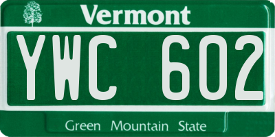VT license plate YWC602