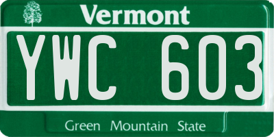 VT license plate YWC603