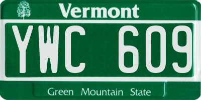 VT license plate YWC609