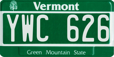 VT license plate YWC626