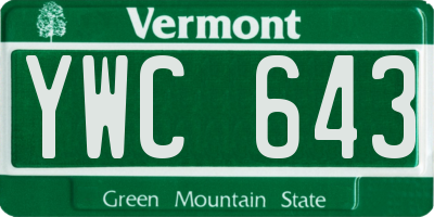 VT license plate YWC643