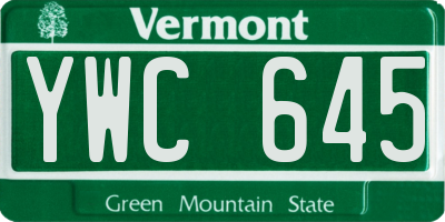 VT license plate YWC645