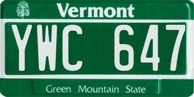 VT license plate YWC647