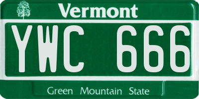 VT license plate YWC666