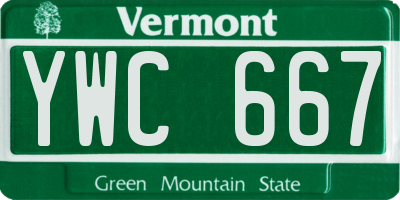 VT license plate YWC667