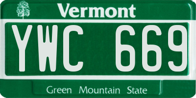 VT license plate YWC669