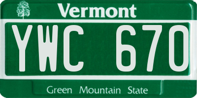 VT license plate YWC670