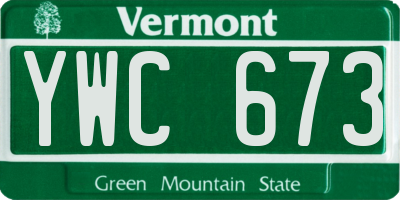 VT license plate YWC673