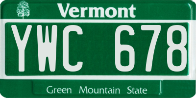 VT license plate YWC678