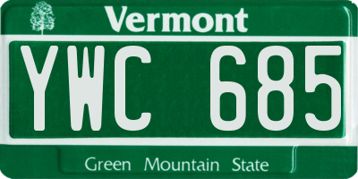 VT license plate YWC685