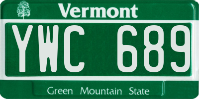VT license plate YWC689