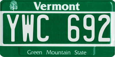 VT license plate YWC692