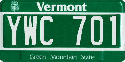VT license plate YWC701