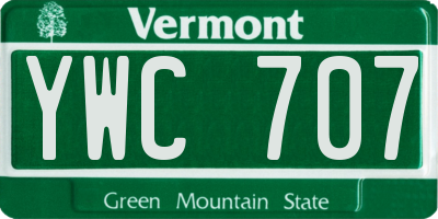 VT license plate YWC707