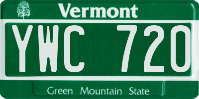 VT license plate YWC720