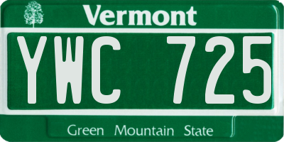 VT license plate YWC725