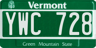 VT license plate YWC728