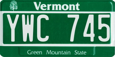 VT license plate YWC745