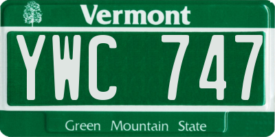 VT license plate YWC747