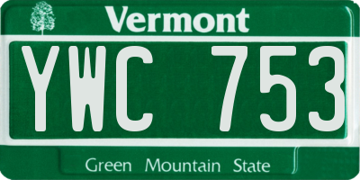 VT license plate YWC753