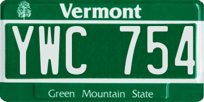 VT license plate YWC754