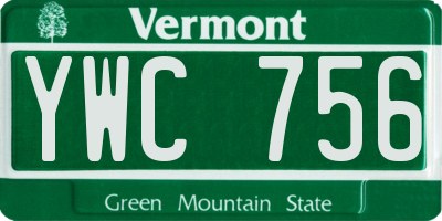 VT license plate YWC756