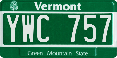 VT license plate YWC757