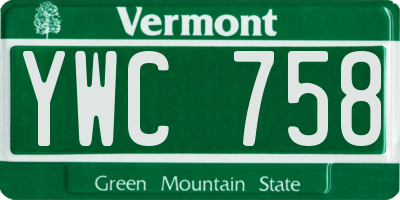 VT license plate YWC758