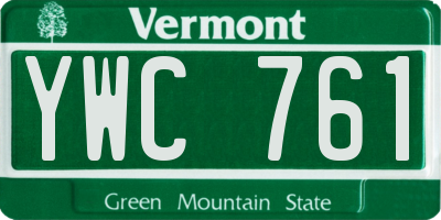 VT license plate YWC761