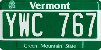 VT license plate YWC767