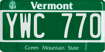 VT license plate YWC770