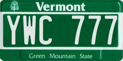VT license plate YWC777