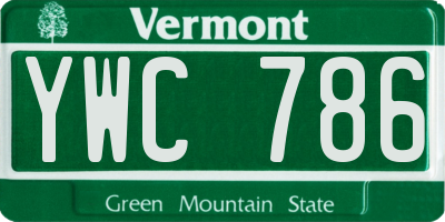 VT license plate YWC786
