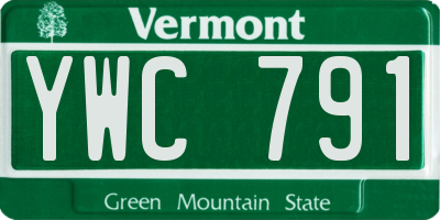 VT license plate YWC791