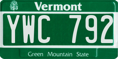 VT license plate YWC792