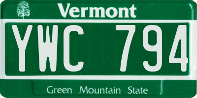 VT license plate YWC794