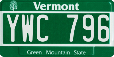 VT license plate YWC796