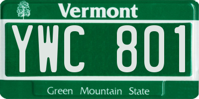 VT license plate YWC801
